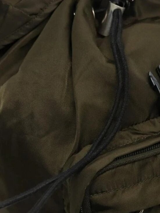 PRADA Backpack Nylon Khaki Silver Auth ep5764